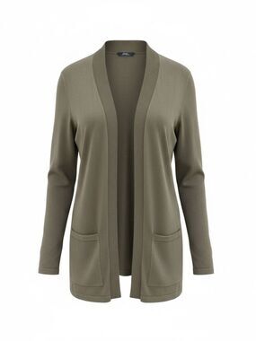 Jones New York Open-Front Olive Green Women's S Cardigan Sweater Nice Weight